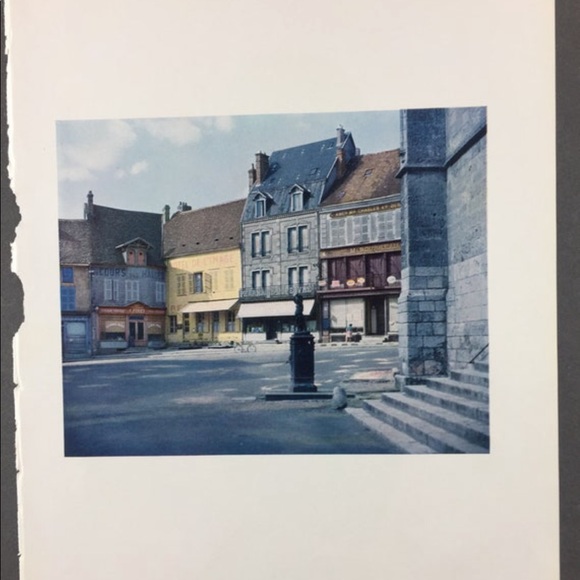 ! 1 Page/2 Sides from VTG 1951 Photo Book, Model in Green, French Village Scene - Picture 2 of 4